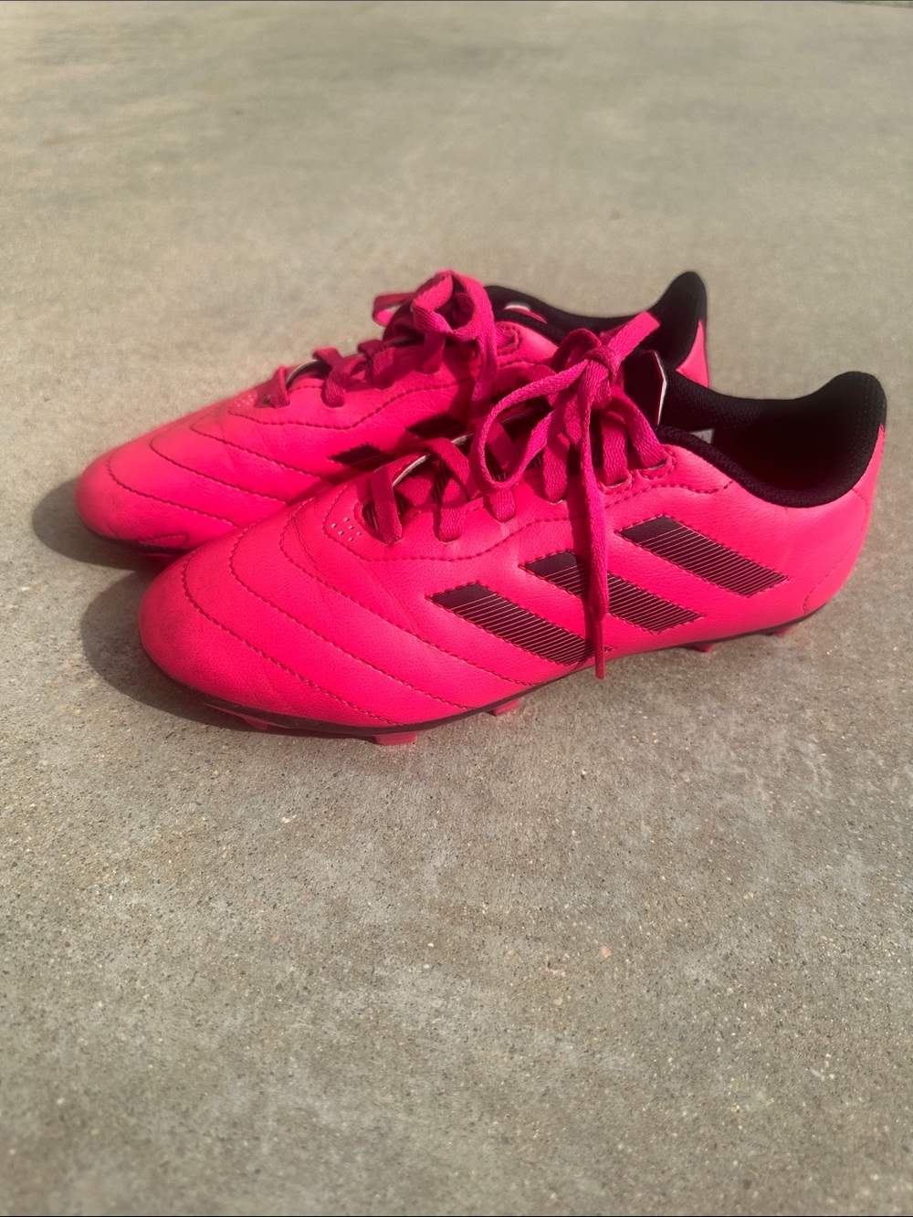 Adidas Kids Pink Soccer Cleats with Black Accents